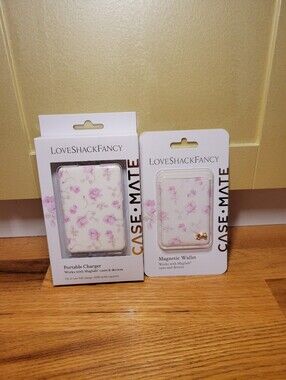 NIB LoveShackFancy x Case-Mate MagSafe Set: Portable Charger & Magnetic Wallet